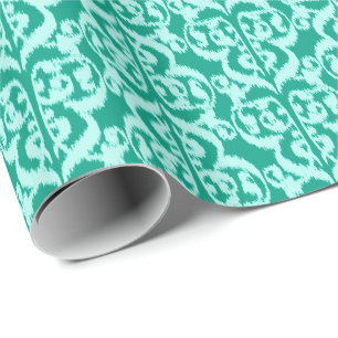 Ikat Moorish Damask - peace ock en aqua Cadeaupapier