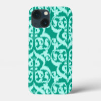 Ikat Moorish Damask - peace ock en aqua