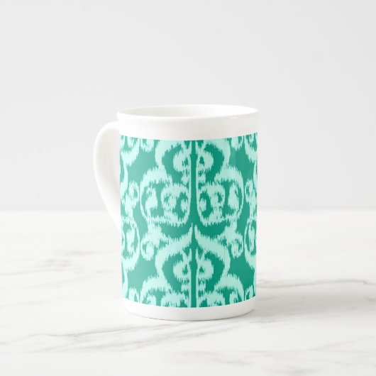 Ikat Moorish Damask - peace ock en aqua Porselein Kop (Links)