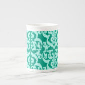 Ikat Moorish Damask - peace ock en aqua Porselein Kop (Voorkant)