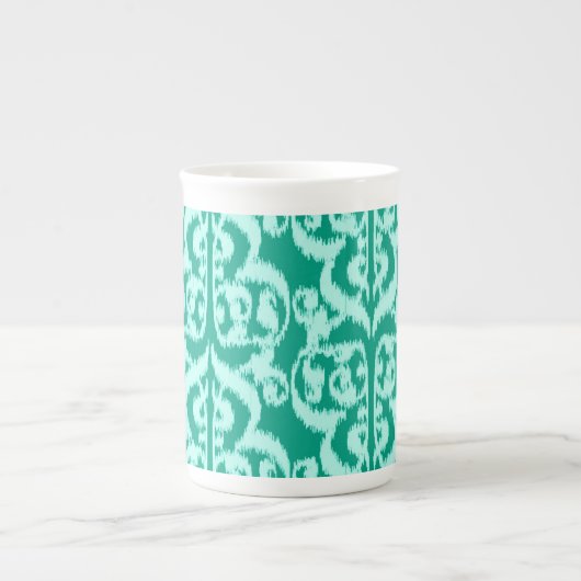 Ikat Moorish Damask - peace ock en aqua Porselein Kop (Voorkant)