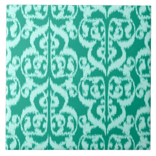 Ikat Moorish Damask - peace ock en aqua Tegeltje