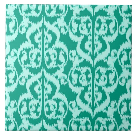 Ikat Moorish Damask - peace ock en aqua Tegeltje (Voorkant)