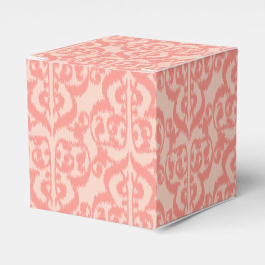 Ikat Moorish Damask - perzik en koraalroze Bedankdoosjes (Voorkant Zijde)