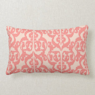 Ikat Moorish Damask - perzik en koraalroze Kussen