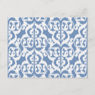 Ikat Moorish Damask - sky blue en white Briefkaart