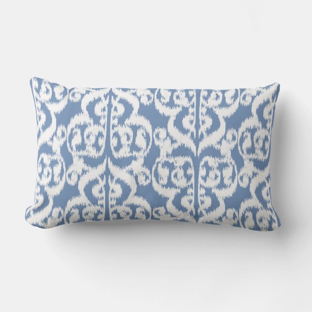 Ikat Moorish Damask - sky blue en white Kussen (Voorkant)
