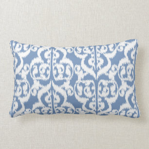 Ikat Moorish Damask - sky blue en white Kussen