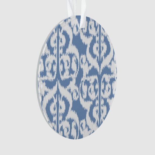 Ikat Moorish Damask - sky blue en white Ornament (voorkant)