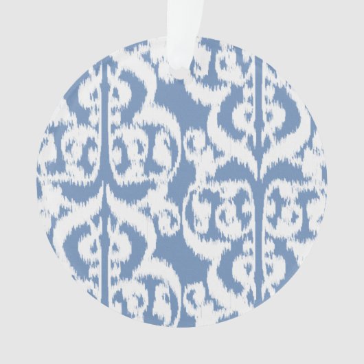 Ikat Moorish Damask - sky blue en white Ornament (voorkant)