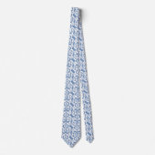 Ikat Moorish Damask - sky blue en white Stropdas (Voorkant)