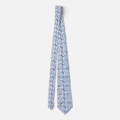 Ikat Moorish Damask - sky blue en white Stropdas (Achterkant)