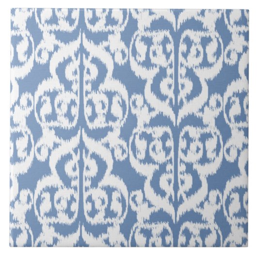 Ikat Moorish Damask - sky blue en white Tegeltje (Voorkant)