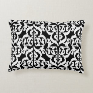 Ikat Moorish Damask - wit en zwart Accent Kussen