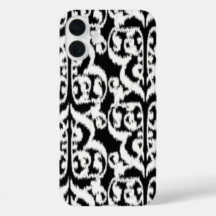 Ikat Moorish Damask - wit en zwart iPhone 16 Plus Hoesje