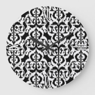 Ikat Moorish Damask - wit en zwart Grote Klok