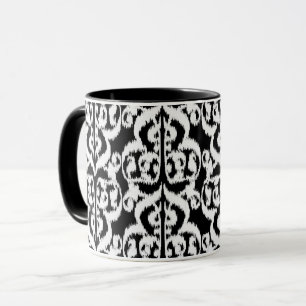 Ikat Moorish Damask - wit en zwart Mok