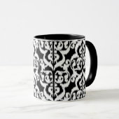Ikat Moorish Damask - wit en zwart Mok (Voorkant rechts)
