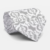 Ikat Moorish Damask - zilver grijs en wit Stropdas (Opgerold)