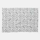 Ikat Moorish Damask - zilver grijs en wit Theedoek (Horizontaal)