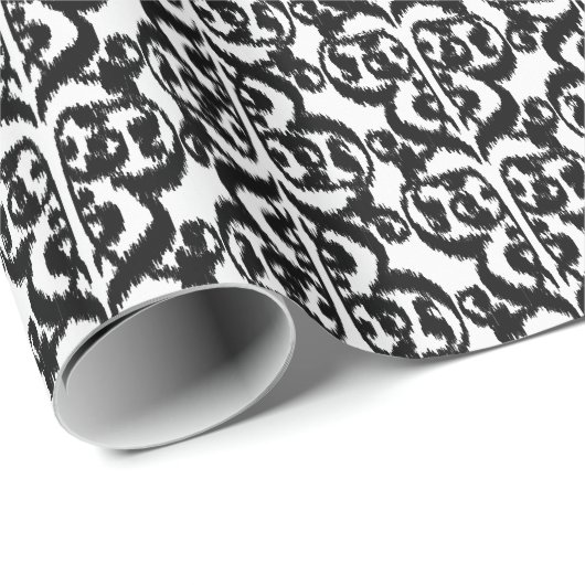Ikat Moorish Damask - zwart-wit Cadeaupapier (Rol Hoek)
