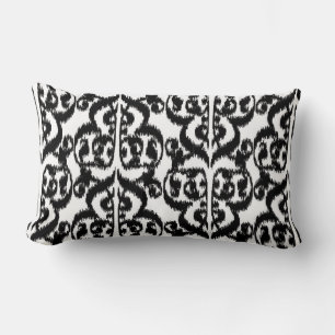 Ikat Moorish Damask - zwart-wit Kussen