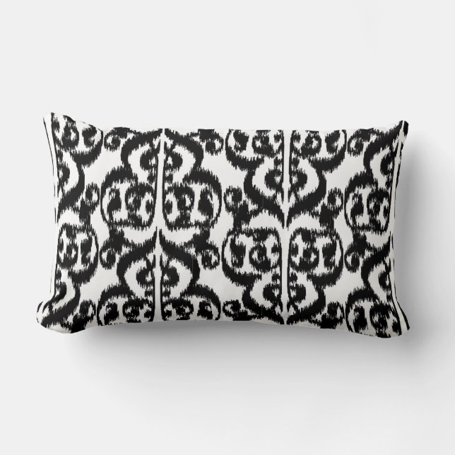 Ikat Moorish Damask - zwart-wit Kussen (Voorkant)