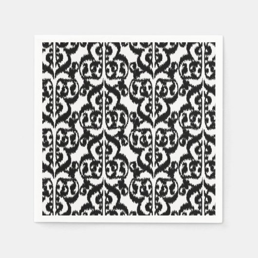 Ikat Moorish Damask - zwart-wit Servetten (Voorkant)