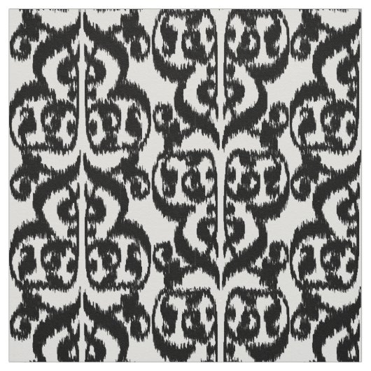 Ikat Moorish Damask - zwart-wit Stof (Swatch)