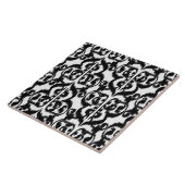 Ikat Moorish Damask - zwart-wit Tegeltje (Zijkant)