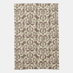 Ikat Moorse Damast - beige en taupe Theedoek