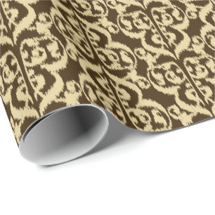 Ikat Moorse damast - chocoladebruin en taupe Cadeaupapier