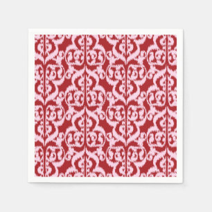 Ikat Moorse damast - donkerrood en roze Servet