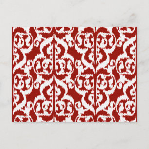 Ikat Moorse damast - donkerrood en wit Briefkaart