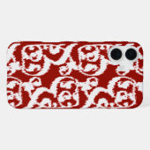 Ikat Moorse damast - donkerrood en wit iPhone Hoesje (Achterkant horizontaal)