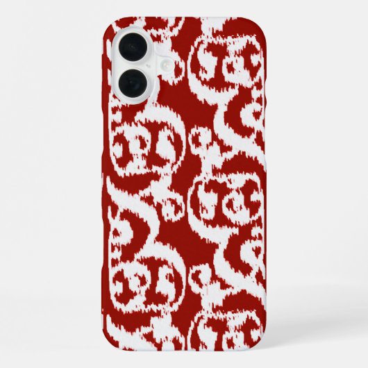 Ikat Moorse damast - donkerrood en wit iPhone Hoesje (Achterkant)