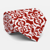 Ikat Moorse damast - donkerrood en wit Stropdas (Opgerold)