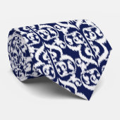 Ikat Moorse Damast - indigo en wit Stropdas (Opgerold)