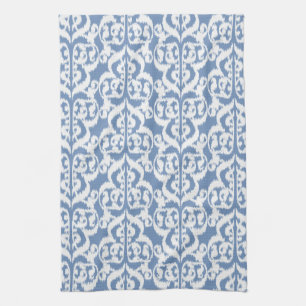 Ikat Moorse damast - luchtblauw en wit Theedoek