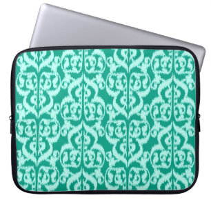 Ikat Moorse damast - pauw en aqua Laptop Sleeve