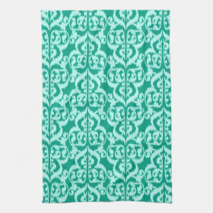 Ikat Moorse Damast - pauw en aqua Theedoek