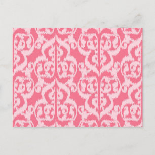 Ikat Moorse damast - tinten koraalroze Briefkaart