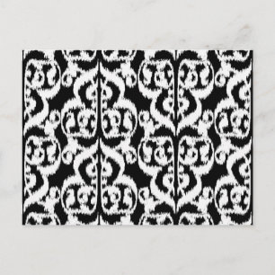 Ikat Moorse damast - wit en zwart Briefkaart
