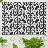 Ikat Moorse Damast - wit en zwart Theedoek (Gevouwen)