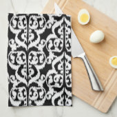 Ikat Moorse Damast - wit en zwart Theedoek (Quarter Fold)