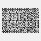 Ikat Moorse Damast - wit en zwart Theedoek (Horizontaal)