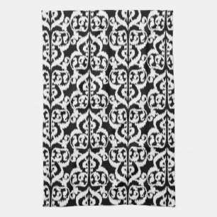 Ikat Moorse Damast - wit en zwart Theedoek