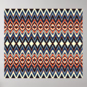 Ikat naadloos patroon. Daskleurstofschilderafdrukk Poster (Voorkant)