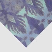 IKAT Oezbekistan - Antiek tribaal blauw gele patro Tissuepapier (Detail)