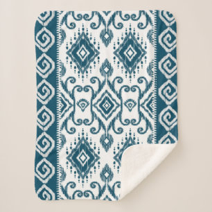Ikat Paisley Pattern Sherpa Deken